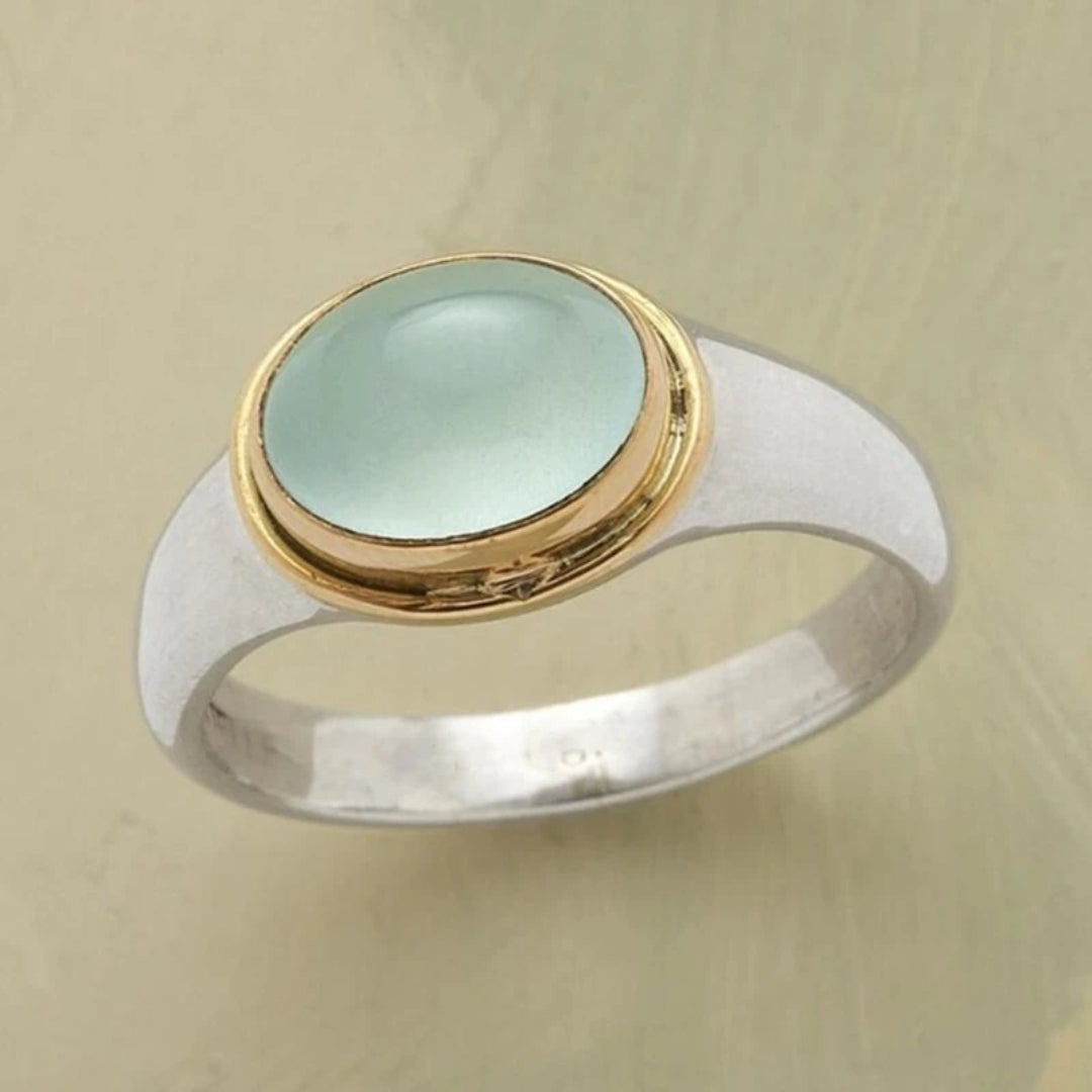 Timeless Gold & Silver Green Gem Ring