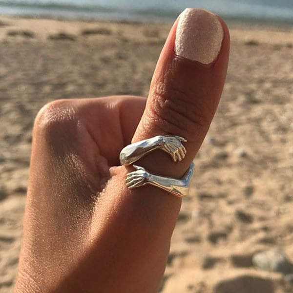 Customizable Silver Embrace Ring