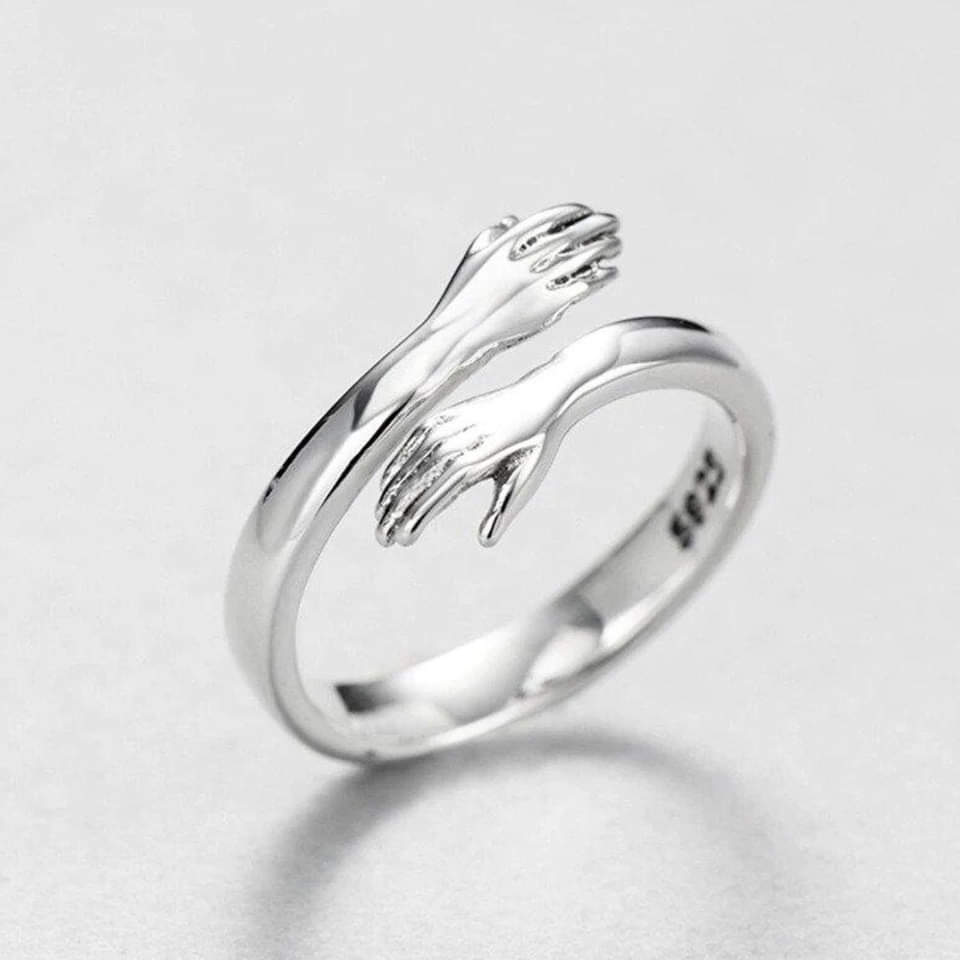Customizable Silver Embrace Ring